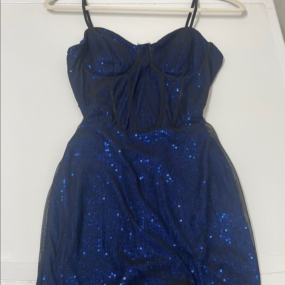 NWOT sparkling blue hoco dress